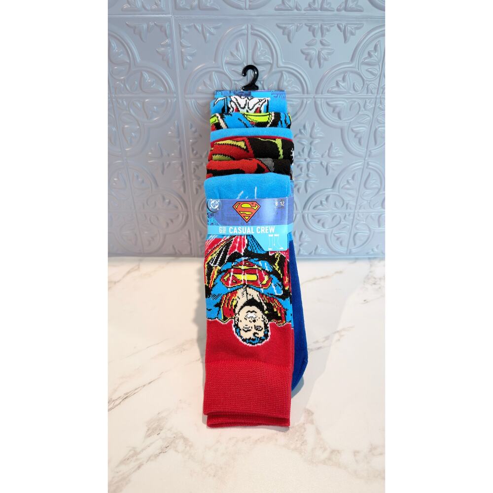 NEW Superman Casual Crew Socks - 6 Pair Pack